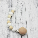 Neutral color baby Pacifier Clip Holder with beech Elephant Shaped Pendant Dummy holder Crochet beads baby gift NT132