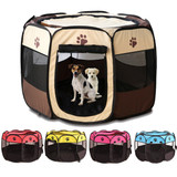 Pet Portable Foldable Playpen Exercise Kennel Dogs Cats Indoor/outdoor Removable Mesh Shade Cover