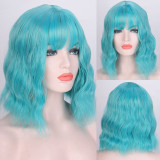 Short Wavy Wigs for Women Hair with Bangs Heat Resistant Cosplay Wig