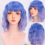 Short Wavy Wigs for Women Hair with Bangs Heat Resistant Cosplay Wig