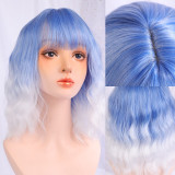 Short Wavy Wigs for Women Hair with Bangs Heat Resistant Cosplay Wig