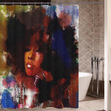 Hip Hop African Girl with Black Hair  Curtain for Bathroom Decor