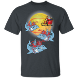 Santa Claus Riding Shark Christmas T shirt Funny Xmas Gifts