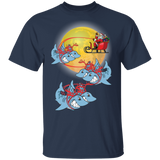 Santa Claus Riding Shark Christmas T shirt Funny Xmas Gifts