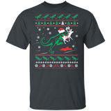 Trex Eating Reindeer Funny Christmas Ugly T-Shirt