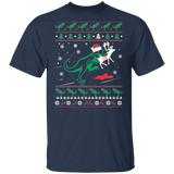 Trex Eating Reindeer Funny Christmas Ugly T-Shirt
