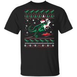 Trex Eating Reindeer Funny Christmas Ugly T-Shirt