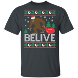 Christmas Believe Shirt FUNNY Bigfoot Ugly Xmas Tree T-shirt