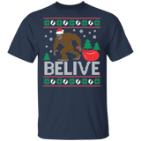 Christmas Believe Shirt FUNNY Bigfoot Ugly Xmas Tree T-shirt
