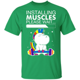 Unicorn Installing Muscles Please Wait Funny Fitness Shirt