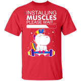 Unicorn Installing Muscles Please Wait Funny Fitness T-shirt