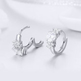 Crystal Round Circle Clear Cubic Zircon Hoop Earrings