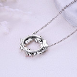 Pink Poetic Daisy Cherry Blossom Wreath Women Pendant Necklaces