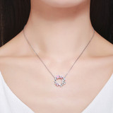 Pink Poetic Daisy Cherry Blossom Wreath Women Pendant Necklaces