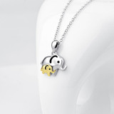 Lucky Elephant Mother & Child Pendant Necklace Sterling Silver