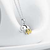 Lucky Elephant Mother & Child Pendant Necklace Sterling Silver