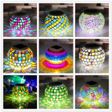 Mosaic Glass Jar Colour Changing Solar Power Garden Lamps