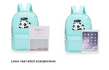 Cute Panda Canvas Backpack 4pcs/Set