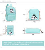 Cute Panda Canvas Backpack 4pcs/Set