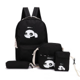 Cute Panda Canvas Backpack 4pcs/Set