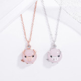 Cute Rose Gold Pendant Lucky Pig Necklace
