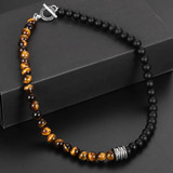Natural Tiger Eyes Map Stone Necklace For Men