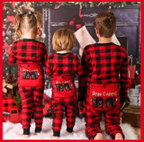 Christmas Family Pajamas Plaid Print Cartoon Bear