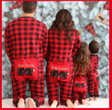 Christmas Family Pajamas Plaid Print Cartoon Bear