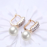 Double Row Freshwater Pearl Drop Huggie Earring in 18K Gold Plated