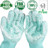Magic Silicone Dishwashing Scrubber Dish Washing Sponge Rubber Scrub Gloves Kitchen Cleaning