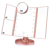 Trifold Lighted Magnification Mirror