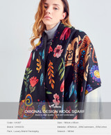 Flower Print Wool Scarf