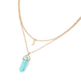 Bohemian Opal Stone Moon Necklace