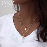 Bohemian Opal Stone Moon Necklace