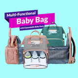Multi-Functional Baby Bag with Expandable Baby Rack