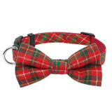 Dog Collar in Tartan Plaid Pattern with Detachable Bow