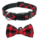 Dog Collar in Tartan Plaid Pattern with Detachable Bow