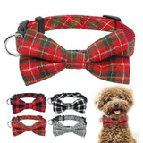 Dog Collar in Tartan Plaid Pattern with Detachable Bow
