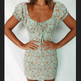 Women Off Shoulder Wrap Summer Boho Floral Mini