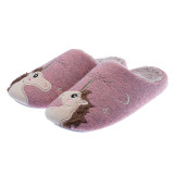Winter Warm Home Women Fur Slippers Cute Fox Unicorn Bear Animals Indoor Cotton Ladies Slippers Soft Memory Foam Couples Shoes
