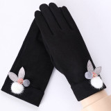 Add Cashmere Thicken Keep Warm Touch Screen Women Gloves Winter Outdoor Windproof Female Gloves Cute Elegant Suede Gloves