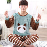 Plus size S-4XL 5XL 6XL flannel Pajamas sets winter men thick warm large O-neck sleepwear women cartoon coral fleece lounge set