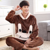 Plus size S-4XL 5XL 6XL flannel Pajamas sets winter men thick warm large O-neck sleepwear women cartoon coral fleece lounge set