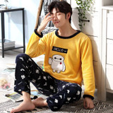 Plus size S-4XL 5XL 6XL flannel Pajamas sets winter men thick warm large O-neck sleepwear women cartoon coral fleece lounge set