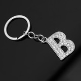 Crystal Letters key Chain For Men Metal Keychain Women Car Key Ring Simple Letter Name Key Holder Party Gift Jewelry