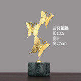Modern Home Statues Sculpture Decoration Accessories Stacked Copper Butterflies Ornaments Decoration With Marble Base Home  Gift