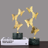 Modern Home Statues Sculpture Decoration Accessories Stacked Copper Butterflies Ornaments Decoration With Marble Base Home  Gift