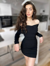 Off-Shoulder Pencil Wrap Mini Dress
