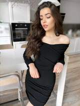 Off-Shoulder Pencil Wrap Mini Dress