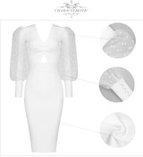 Lace Long Sleeve Bodycon Hollow-Out V-Neck Midi Dress Lace Long Sleeve Bodycon Hollow-Out V-Neck Midi Dress